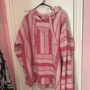 Cozy Pink Striped Women's poncho
